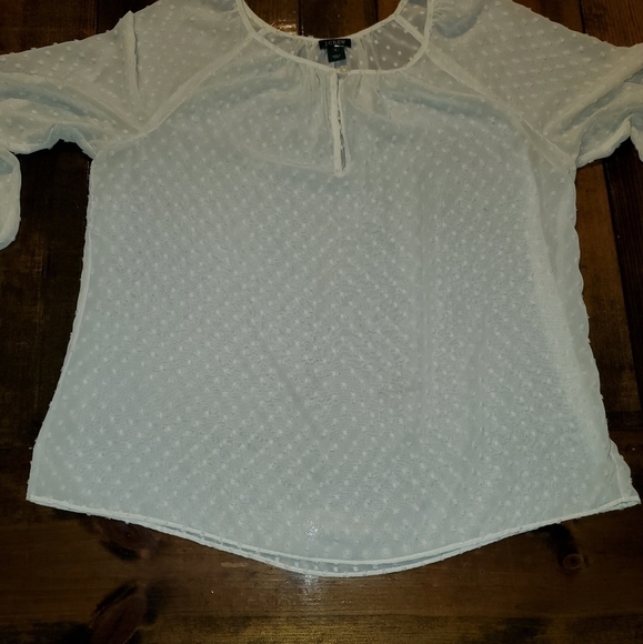 J. Crew Small Balloon Sleeve Sheer Textured Cream Long Sleeve Top - Picture 11 of 11